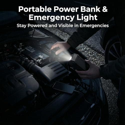 Jump Starter with Air Compressor – 4000A Peak Car Battery Booster & 150PSI Tire Inflator, 12V Auto Jump Box for Gas & Diesel Engines, LED Power Bank & Flashlight, Smart Safety Clamps, Gift-Ready - Thumbnail 4