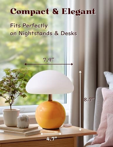 Joyzy Mushroom Table Lamp for Bedroom Light, Desk Bedside Small Lamps for Living Room Night Stands, Mushroom Lighting Decor Cute Led Modern, Unique Aesthetic Home Living Room - Thumbnail 4