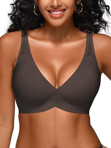 Jelly Bras for Women - S-M Wireless Deep V No Underwire Bralette with Support - Seamless Comfortable Lightly Padded T-Shirt Bra Black S - Image 1