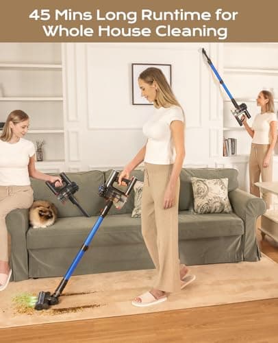 SVHT Cordless Vacuum Cleaner, 450W 40KPA Vacuum Cleaners for Home, 45Mins Lightweight Stick Vacuum with Advanced Green Light Tech, Rechargeable Battery Vacuum for Carpet,Pet Hair,Hardwood Floor - Thumbnail 3