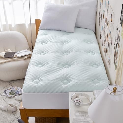 Hansleep Twin Mattress Pad Topper Memory Foam, Twin Foam Mattress Topper Viscose Derived from Bamboo, Twin Size Bed Mattress Pad Cover for Back Pain Relief, 39" x 75", White - Image 1