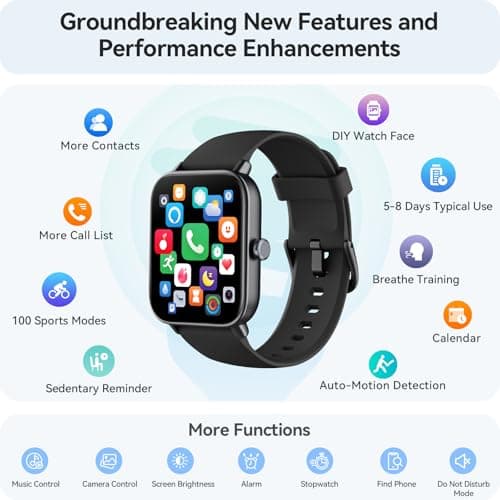 Smart Watch for Men Android & iPhone, Alexa Built-in, 1.8" Touch Screen Fitness Tracker, IP68 Waterproof Heart Rate/Sleep/SpO2 Monitor, Watches with Answer/Make Calls, Pedometer, 100+ Sport Modes - Thumbnail 6