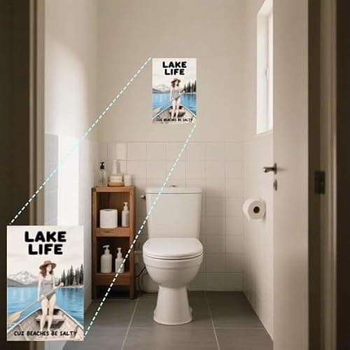 Carastora Vintage Lake House Metal Sign, Rustic Outdoor Wall Decor for Cabin, Porch & Lakefront, Weatherproof 12x8 Inch Lake Life Gift for Beach and Lake Lovers - Thumbnail 2