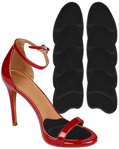 DAZZORA 4 Pairs Metatarsal Pads for Women - 0.22" Extra Thick Ball of Foot Cushions for Instant Pain Relief & Shoes Too Big, Soft Gel High Heel Inserts, Reusable & Non-Slip Forefoot Pads, Black