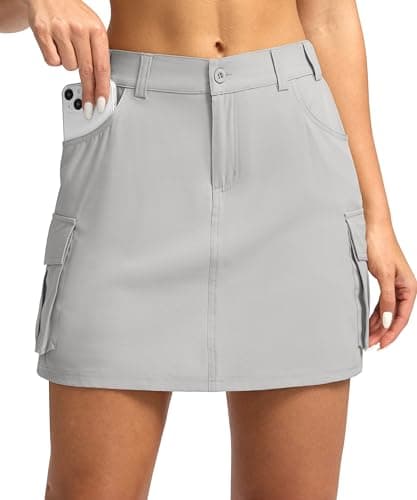 G Gradual Women's Skort 5 Pockets Cargo Skirt Golf Skirts Skorts for Women Casual Summer Hiking, Bright Grey, Small - Image 1
