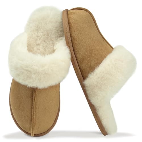 IPSAE House Slippers for Woman Fuzzy Bedroom Slip-on Slippers Scuff Cozy Soft Memory Foam Shoes Indoor Outdoor - Image 1