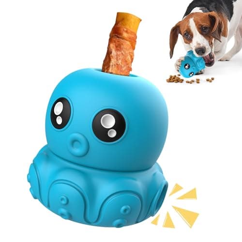 COSOWO Octopus Chew Toy for Dogs Safe & Durable Silicone Interactive Dog Toy, Treat Holder, Slow Feeder & Squeaky Toy, Fun Treat Dispenser for Indoor & Outdoor Play, Blue - Image 1