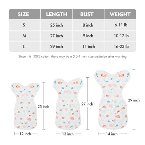 ANYEDDE Baby Transitional Swaddle Sleep Sack - Swaddles for Newborns, Cuff Removable Arms Up Design, Free Wearable Blankets with 2-Way Zipper, Underwater World (3-6 Month) - Thumbnail 6