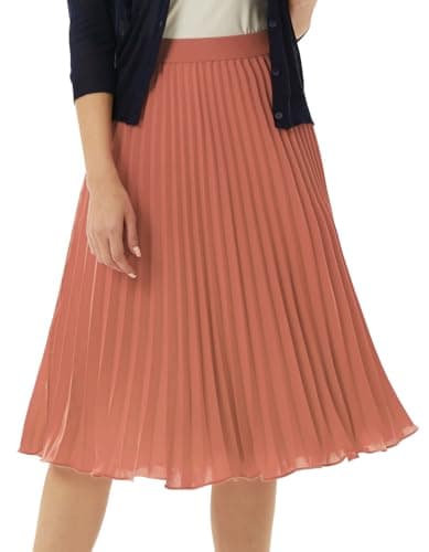 GRACE KARIN Womens Classy Vintage Swing Pleated Chiffon A-line Skirt Dark Salmon XL - Thumbnail 2