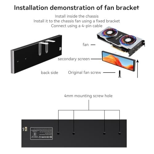 9.16" Computer Temp Monitor, FHD 1920x462 PC Sensor Panel One-Cable Connection(No HDMI Needed), Stretched Bar LCD Dynamic Theme Supported, IPS Mini Secondary Screen for CPU RAM HDD Data, Windows Only - Thumbnail 4