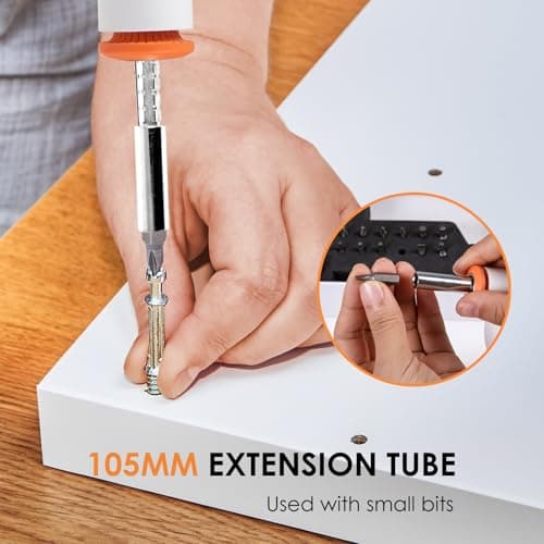 NEUWELBET Electric Screwdriver 3.6V, USB Long-lasting Powerful Electric Screwdriver Set, Cordless Drill with LED Light, 14 PCS Driver Bit(White) - Thumbnail 3