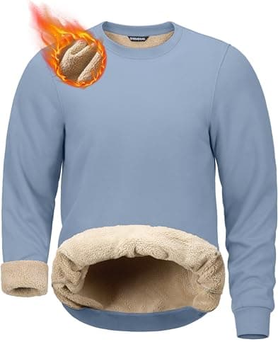G Gradual Sherpa Lined Sweatshirts for Men Fleece Crewneck Sweatshirt Pullover Warm Shirts for Winter, Haze Blue, Medium - Image 1