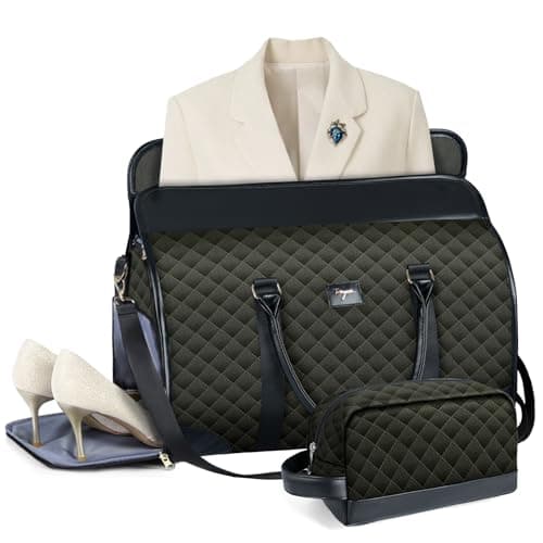 Tonyeee Convertible Garment Duffel Bags for Travel, Carry On Garment Bag with Shoe Compartment, 3 in 1 Foldable Suit Duffle Bag for Women, Jenni Bag for Hanging Clothes, Dark Green (2Pcs Set) - Image 1