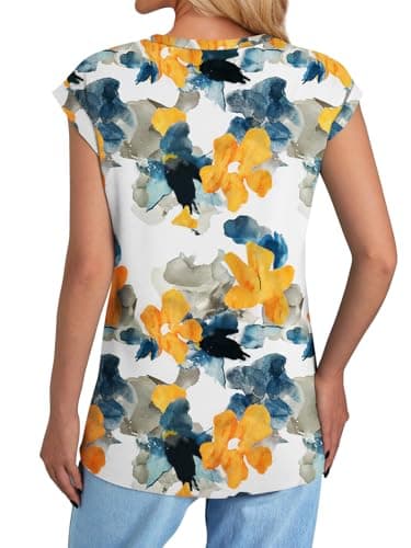 NORACORA Floral Tops for Women Summer Outfits 2026 Comfy Crew Neck T Shirts Chic Hawaiian Outfits Women Blouses Dressy Casual Spring Colored Shirts Multicolor Floral M - Thumbnail 6