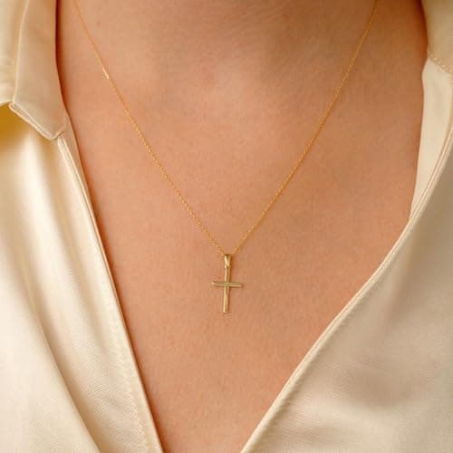JNZSSWHJJH Cross Necklace for Women - 18K Gold Plated Cross Necklace Gold Necklaces for Women Trendy Gold Jewelry Easter Basket Essentials Stuffers Christian Religious Christmas Gifts - Thumbnail 4