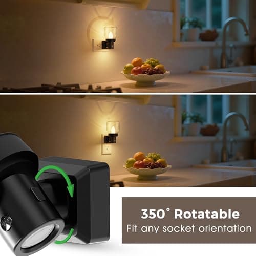 L LOHAS LED Night Lights Plug Into Wall, 2 Pack Mason Jar Nightlight, Dusk to Dawn Sensor, Soft White 3000K, 350°Rotating Mason Jar Nightlight with Farmhouse for Home Vintage Decor - Thumbnail 6