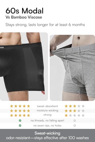 GOOTUCH Mens Boxer Briefs Underwear Pack, Odor Control Modal Underwear, Moisture Wicking Ultra-Soft Cooling Seamless, Silver-Ion Tech (2 Black/ 2 Dark Gray, M) - Thumbnail 5