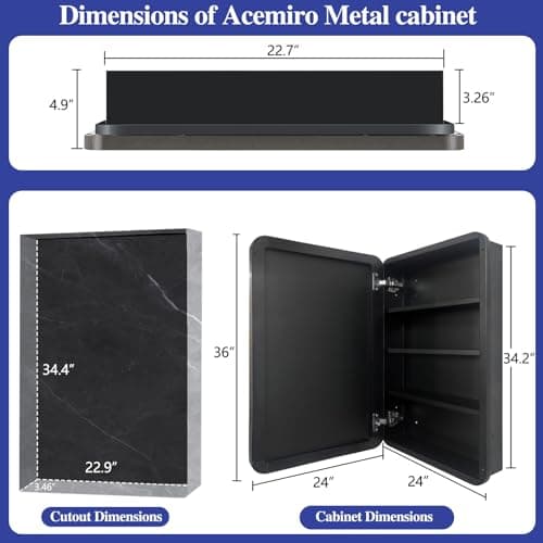 Bathroom Medicine Cabinet with 24"x36" Stainless Steel Framed Mirror,Recessed or Surface Mounted Bathroom Mirror Cabinet,Storage Cabinet for Bathrooms, Guest Rooms, Apartments, Farmhouse Decor - Thumbnail 2