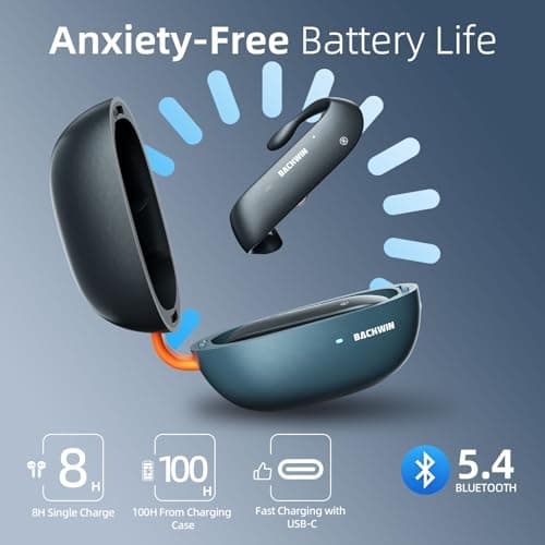 ATHONGL Wireless Earbuds,Bluetooth 5.4 100H Playtime Headphone with Mic,Stereo Sound,Easy Button Controls,Ultra-Comfort Snug Fit Sports Ear Buds for Sports Meeting Running Workout Gym (Grey) - Thumbnail 3