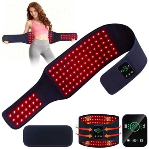 Red Light Therapy Belt for Body, Cordless Infrared Therapy Belt for Back/Abdomen, Waist Wrap with Pulse/Vibration Massage & Timer, Pain Relief, Muscle Relaxation & Circulation Boost, Gift for Parents - Image 1