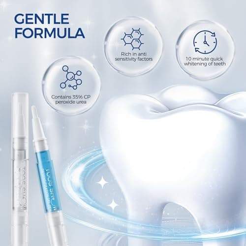 Teeth Whitening Kit for Sensitive Teeth,with 4 Carbamide Peroxide Pen & 1 Remineralization Pen,LED Accelerator Light Non,Tooth Whitener Professional Oral Care Gently Yet Effectively Removes Stains - Thumbnail 2