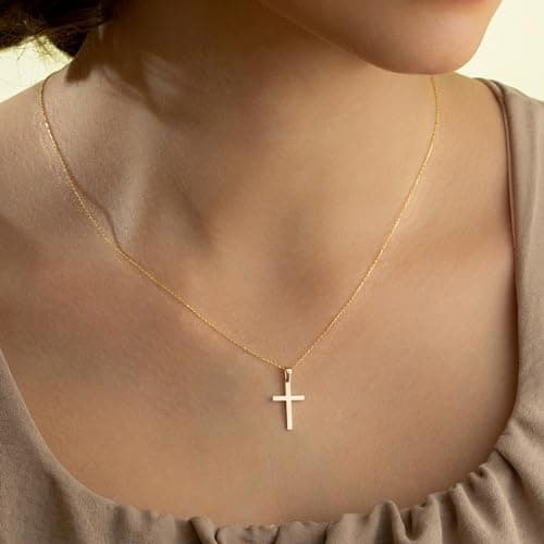 JNZSSWHJJH Cross Necklace for Women - 18K Gold Plated Cross Necklace Gold Necklaces for Women Trendy Gold Jewelry Easter Basket Essentials Stuffers Christian Religious Christmas Gifts - Thumbnail 5