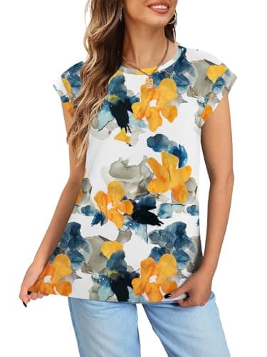 NORACORA Floral Tops for Women Summer Outfits 2026 Comfy Crew Neck T Shirts Chic Hawaiian Outfits Women Blouses Dressy Casual Spring Colored Shirts Multicolor Floral M - Thumbnail 5
