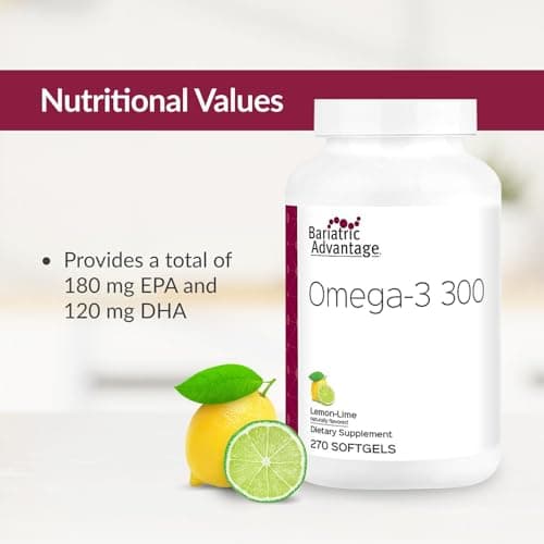 Bariatric Advantage Omega-3 300 EPA DHA Fish Oil Capsules, Concentrated Source of Fatty Acids from Sustainably Sourced Cold Water Fish - Lemon Lime, 270 Softgels - Thumbnail 5