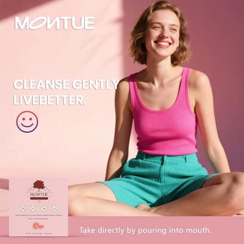 Montue Prebiotics and Probiotics - Happy Cleaner Gut Health Powder, Sugar Free,Dietary Fiber Supplement for Digestion & Bloating Health- Watermelon - 30 Servings (Pack of 30) - Thumbnail 2