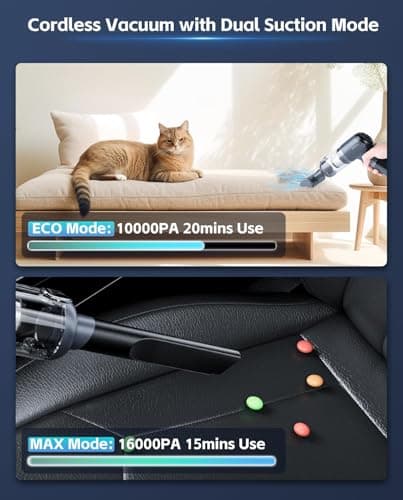 AX2V Car Vacuum Cleaner&Air Duster | 80W | 16kpa | 12KRPM | 20 Mins-Dust Cleaner Portable Cordless Vacuum Pro-Compressed Air Blower,Lightweight Rechargeable Handheld Mini Vacuum for Car/Home/Office - Thumbnail 5
