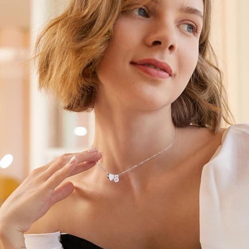 Turandoss Sterling Silver Initial Necklaces for Women, Trendy S925 Sterling Silver Letter K Necklace Dainty Heart Tiny Initial Necklaces Birthday Gifts for 5 6 7 8 9 10 Kids Jewelry - Thumbnail 3