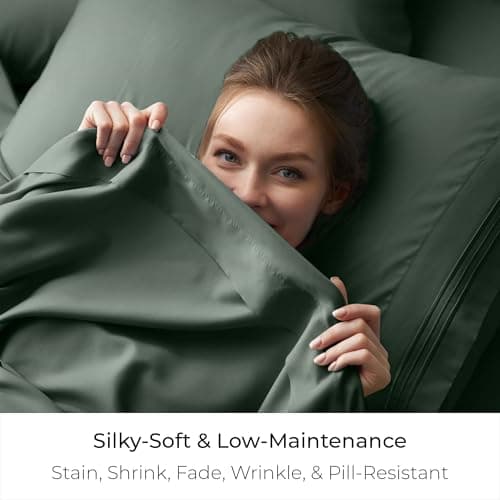 Mellanni California King Size Flat Sheet - Iconic Collection Bedding - Hotel Luxury, Extra Soft, Cooling - Wrinkle, Fade, Stain Resistant - 1 Flat Sheet Only (Cal King, Emerald Green) - Thumbnail 5