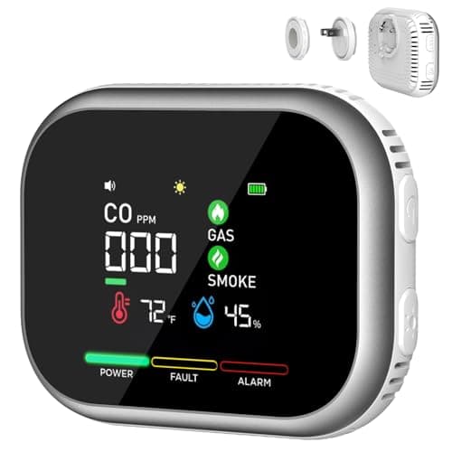 Carbon Monoxide Detector Plug in: 6-in-1 Natural Gas & Smoke Alarm with Magnetic Base & Battery Backup - Portable Combustible Gas Leak Detectors for Home, RV, Travel, Camper - Image 1