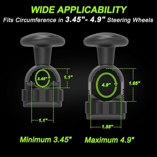 Tool Free Steering Wheel Knob, Suicide Knob for 3.45-4.9" Steering Wheel with Metal Bearing, Steering Wheel Knob Spinner for Cars, Trucks, Mowers, Boats, No Screws or Tools Needed (1Pack, Black) - Thumbnail 3