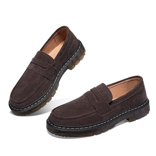 SENNYO Women's Suede Penny Loafer Comfort Driving Moccasins Casual Slip-Ons Loafer Flats Fashion Women Business Work Shoes Coffee,6.5 US - Image 1