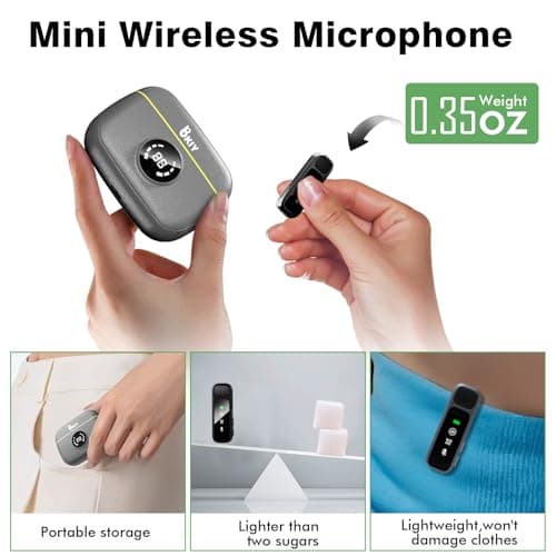 BKIY Wireless Lavalier Microphone for iPhone/Android - Dual Mini Noise Canceling Mic with Charging Case(30H), USB-C/Lightning Clip-on Microphone for Video Recording Streaming Podcast Vlogging(Black) - Thumbnail 5