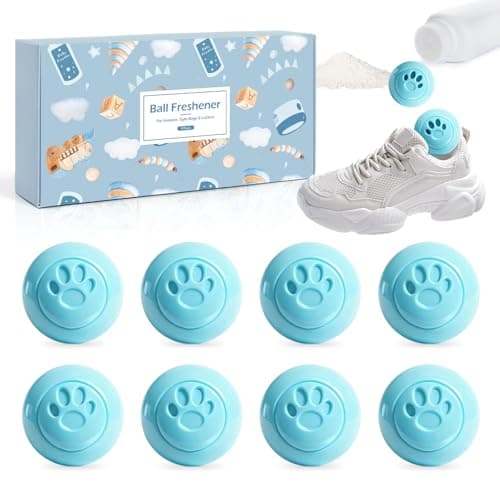 SCENTORINI Shoe Deodorizer Balls, 8 Pack Baby Powder Scent Sneaker Deodorizer Balls, Odor Eliminator for Smell Shoes Boots, Long Lasting Shoe Freshener for Gym Bags, Drawers and Small Spaces - Image 1
