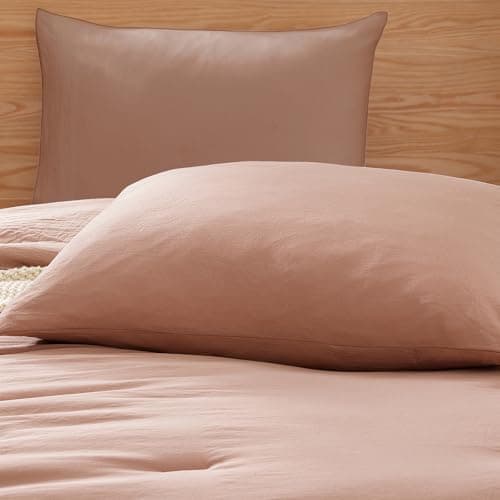WRENSONGE Twin Comforter Set- 5 Pieces Clay Pink Twin Bed in a Bag, All Season Twin XL Bedding Sets with 1 Fitted Sheet, 1 Flat Sheet, 1 Pillow Sham and 1 Pillowcase - Thumbnail 5