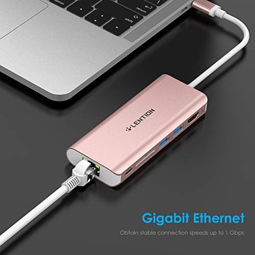 LENTION USB C Hub with 4K HDMI, SD Card Reader, 2 USB 3.0, Type C Charging, 6-in-1 Ethernet Adapter Compatible with 2025-2018 MacBook Pro/Air, 2026 MacBook Neo, Surface/Steam Deck, More(Rose Gold) - Thumbnail 5