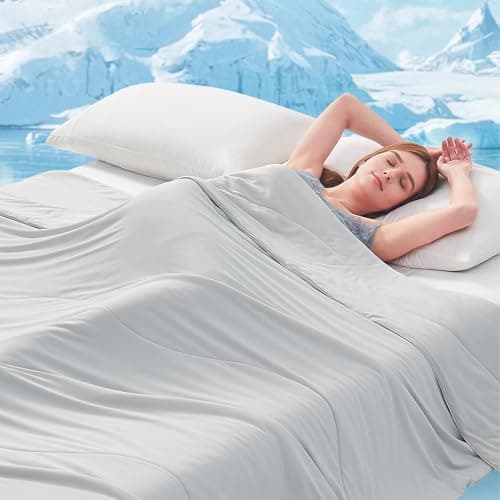 Topcee Cooling Comforter-Cooling Blanket Everlasting Cold Touch for Hot Sleepers-Q-max>0.45 Double-Sided Lightweight Design Summer Ice Blanket for Night Sweats-Grey Queen Size (90"x90") - Thumbnail 2