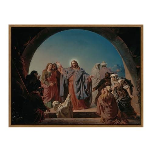 Vintage Framed Jesus Wall Art, Religious Wall Decor for Pray Room Christmas Decorations Canvas Wall Prints Jesus Pictures,Serenity Prayer Wall Art for Baptism Gifts for Boys& Girls,12x16 - Image 1