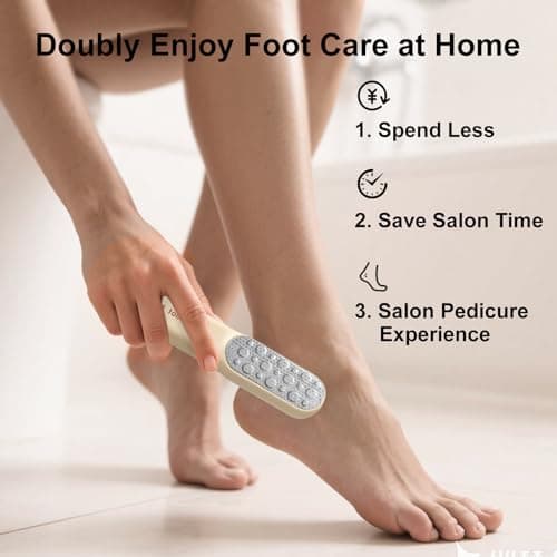 VISDOLL Double-Sided Stainless Steel Foot File, Foot Callus Remover & Foot Scrubber, Professional Pedicure Tool for Dry & Wet Feet, Fast Hard Skin & Dead Skin Remover with Non-Slip Grip, Orange - Thumbnail 5