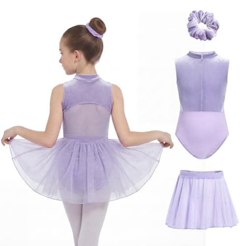 JiAmy Girls Ballet Leotards with Invisible Zipper & Removable Skirt Mesh Back Cutout Dance Dress Outfit for Toddler/Kids Pink 9-10 Years - Image 1