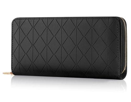 Charltu Women Wallet PU Soft Leather Large Wallets For Women Bi-fold Credit Card Holder Ladies Wallets With ID Window Coin and Cash Organizers Long Wallet Women, Black - Image 1