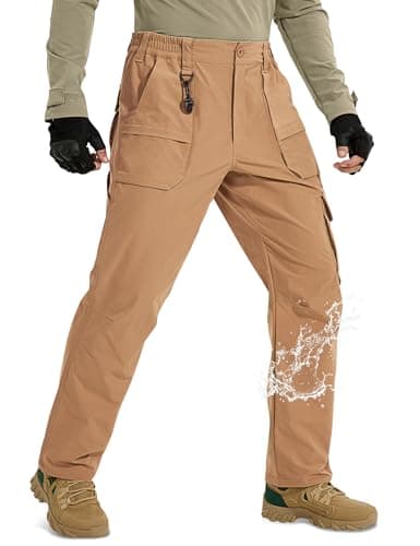 MOURCE Tactical Pants for Men Military - Plus Size Water Resistant Ripstop Work Pants with 9 Pockets, Khaki 32L - Thumbnail 2