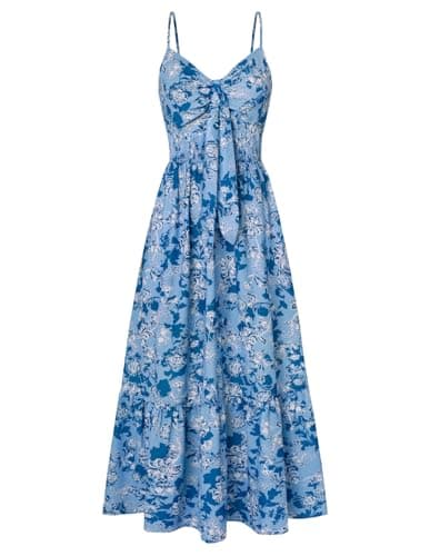 Womens Summer Dresses Floral High Waist A-Line Cami Adjustable Straps Evening Holiday Graduation Dresses - Image 1