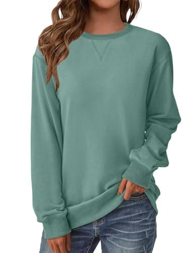 GKBK Womens Casual Long Sleeve Sweatshirt Crew Neck Crewneck T Shirt Tshirt Cute Pullover Tops Fall Winter Thin Soft Comfy Light Weight Loose Fit Sweater 2025 Fashion Clothes Trendy Outfit Gray Blue S - Image 1