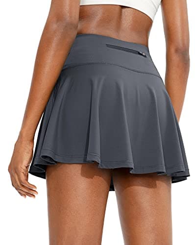 SANTINY Pleated Tennis Skirt for Women with 4 Pockets Women's High Waisted Athletic Golf Skorts Skirts for Running Casual (Dark Grey_XS) - Image 1