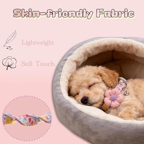 Floral Dog Collar with Bell and Flower, Cute Dog Collar for Puppy Small Medium Large Dogs, Pink Girl Dog Collar for Female/Male Dog Birthday Wedding Photo Props - Thumbnail 3