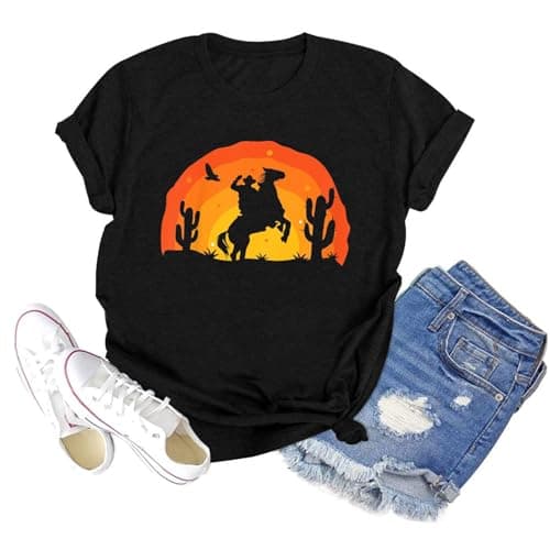 GEMLON Womens Boho Floral Shirt Vintage Wildflowers Graphic Shirts Casual Holiday Tee Cute Short Sleeve T Shirt - Image 1